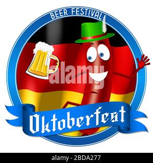 Oktoberfest Illustration - Wurst, Bier Stockfoto