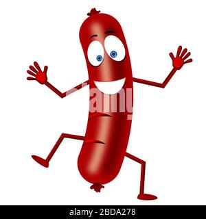 Happy Sausage - Cartoon-Charakter Stockfoto