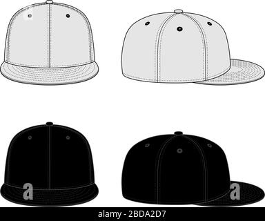 Vektorgrafik für Baseball-Caps-Schablone / weiß und schwarz Stock Vektor