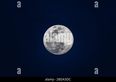 Pink Supermoon, Blick von Neu-Delhi, Indien am 7. April 2020 Stockfoto