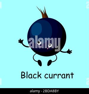 Berrriger Charakter. Karte für die Untersuchung von Früchten und Beeren für Kinder. Stock Vektor