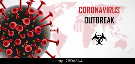 Coronavirus 2019-ncov. Eine neuartige Atemviruserkrankung, Coronavirus Outbreak Vector 3D-Modell Stock Vektor