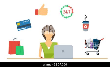 Online-Shopping für Frau - Konzept Stock Vektor