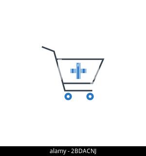 Symbol für Glyphe im Zusammenhang mit dem Einkauf von Drogerien. Stock Vektor