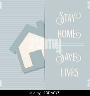 "Day Home-Save Lives"-Coronavirus Rat, Covid-19-Poster. Vektor Stock Vektor