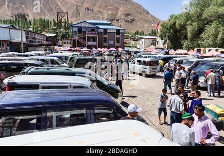 Bilder von Khorog, der Hauptstadt des Distrikts Shughnon in Gorno-Badakshan im Pamir-Gebirge Tadschikistan. Stockfoto