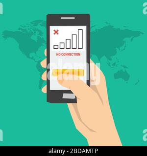 Keine Verbindung - Hand mit Telefon Stock Vektor