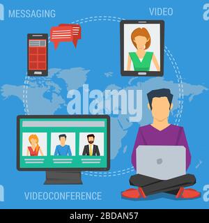 Square Concept Internetkommunikation Stock Vektor