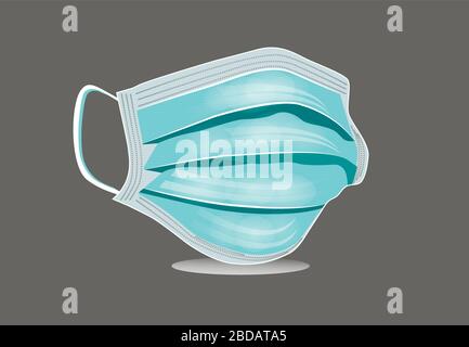 Details 3D medizinische chirurgische Maske. COVID19-Schutz. Stock Vektor