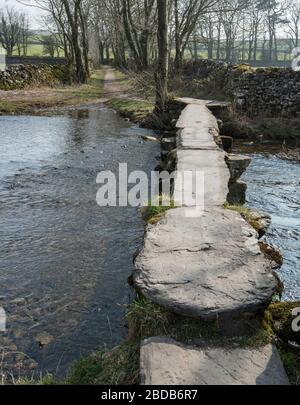 Flascoe Bridge, eine steinerne Brücke über Austwick Beck im Yorkshire Dales National Park Stockfoto