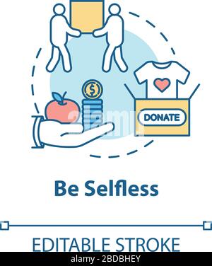 Symbol für selbstloses Konzept. Kleiderspende, soziale Hilfe und Menschen unterstützen. Charity und Freiwilligendienste Idee Thin Line Illustration. Vektor Stock Vektor