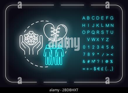 Vergessen Sie nicht das Symbol für das Neonlichtkonzept von Freunden. Freundschaftsberatung. Loyale und zuverlässige Idee. Äußeres leuchtendes Zeichen mit Alphabet, Zahlen und Symbolen Stock Vektor