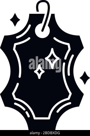 Ledersymbol für die chemische Reinigung mit schwarzer Glyphe. Wäsche- und Schuhwäsche, Wäschereiservice. ECO-Leder Feinreinigung, Fleckenentfernung. Silhouettensymbol ein Stock Vektor