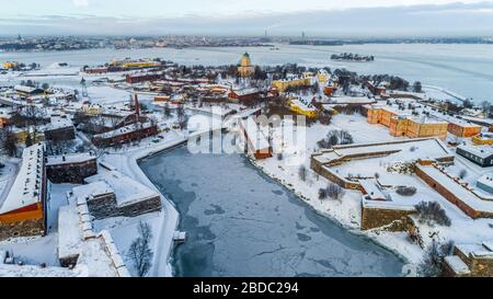 Winteransicht von Helsinki Finnland. Stockfoto