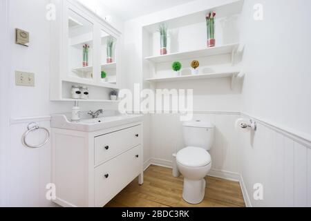 Luxus-weiße Hotel-Toilette mit Waschbecken Stockfoto