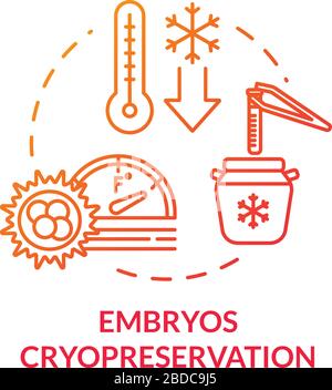 Embryo Cryopreservation Red Concept Icon. Klinisches IVF-Verfahren. Behandlung der Unfruchtbarkeit. Reproduktionstechnologie - dünne Linien. Vektor Stock Vektor