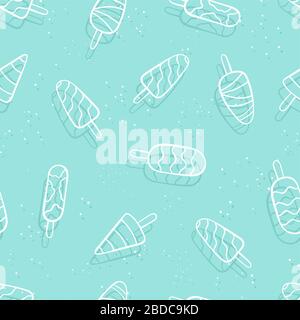 Spaß Hand gezeichnet Eis nahtlose Muster, doodle Eis am Stiel Hintergrund, toll für Sommer themed Stoffen, Banner, Wallpaper, Umwickeln - vektor design Stockfoto