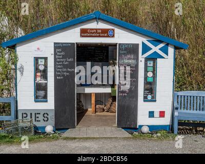 Croft 36 Roadside Artisan Food Shop in Northton auf der Insel Harris, The Outer Hebrides, Schottland, Großbritannien. Stockfoto