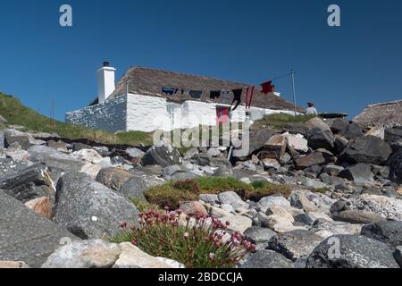 Gatliff Hebridean Trust Hostel auf der Insel Berneray. The Outer Hebrides, Scotland UK. Stockfoto