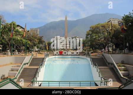 Caracas, Venezuela 31. März 2020: Francia-Platz (auch Altamira-Platz genannt), in Caracas, Hauptstadt Venezuelas leer nach Quarantäne Stockfoto