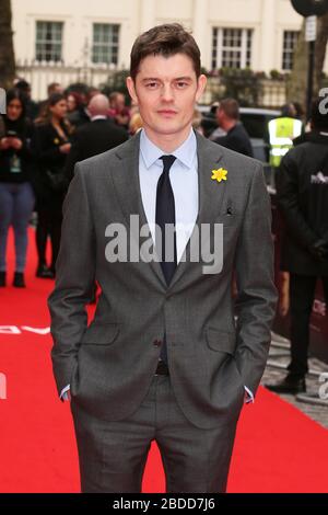 Die britische Premiere von "RADIOACTIVE" fand auf der Curzon Mayfair statt - Ankunftshalle mit: Sam Riley Where: London, Großbritannien Wenn: 08. März 2020 Kredit: Mario Mitsis/WENN.com Stockfoto