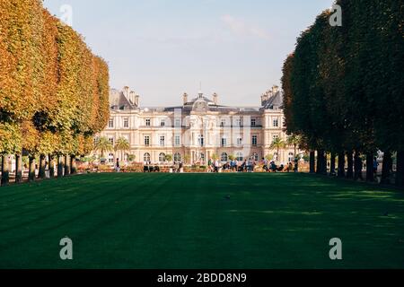 Luxemburg-Palast im Luxemburger Garten, Linkes Ufer, Latin Quarter, Paris, Frankreich Stockfoto