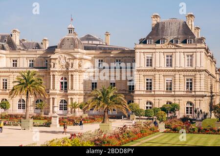 Luxemburg-Palast im Luxemburger Garten, Linkes Ufer, Latin Quarter, Paris, Frankreich Stockfoto