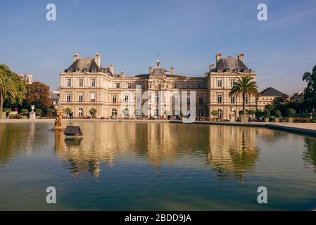 Luxemburg-Palast im Luxemburger Garten, Linkes Ufer, Latin Quarter, Paris, Frankreich Stockfoto