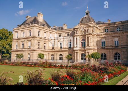 Luxemburg-Palast im Luxemburger Garten, Linkes Ufer, Latin Quarter, Paris, Frankreich Stockfoto