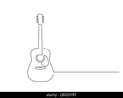 Guitar-isolierte Linienzeichnung, Vektorgrafik-Design. Stock Vektor