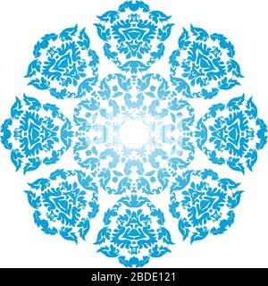 Kreis Snowflake Verzierungen. Blaues Verlaufsdesign. Vektorgrafiken. Stock Vektor