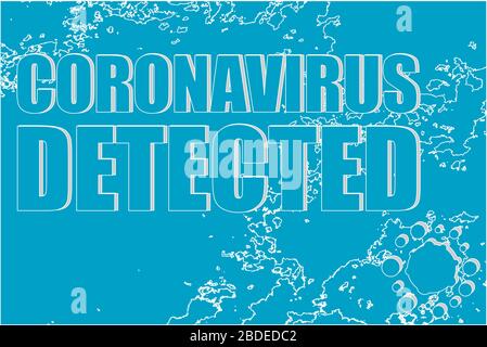 Coronavirus erkannte Wörter auf abstraktem blauem Hintergrund. Gegen Covid-19 Coronavirus. Pandemic Medical Concept. Zeichen Vorsicht Coronavirus. Stockfoto