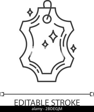 Lederreinigungspixel perfekt lineares Symbol. Wäschereiservice. ECO-Leder Feinreinigung. Anpassbare Abbildung mit dünner Linie. Kontursymbol Stock Vektor