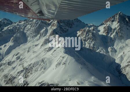 Schneebedeckte Berge, Aoraki/Mount Cook National Park, Südalpen, Canterbury, Südinsel, Neuseeland Stockfoto
