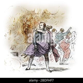 'L'empereur Napoleon Ier (1769-1821) sauvant Marie Louise (Marie-Louise) (1791-1847) des flammes lors du Grand incendie de l'Ambassade d'Autriche a Pa Stockfoto