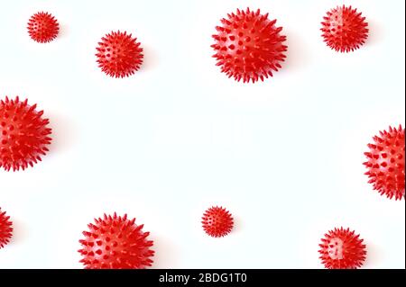Abstraktes Virusstrain-Modell des Respirationssyndroms Coronavirus und neuartiger Coronavirus Covirus Covid-19 mit Platz für Texthintergrund. Virus-Pandemie Stockfoto