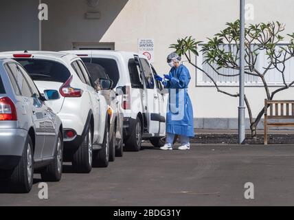 Fahrtest Covid 19 Stockfoto