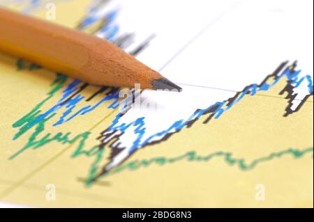 Finanzdiagramm des Aktien- und Börsenmarktes Stockfoto