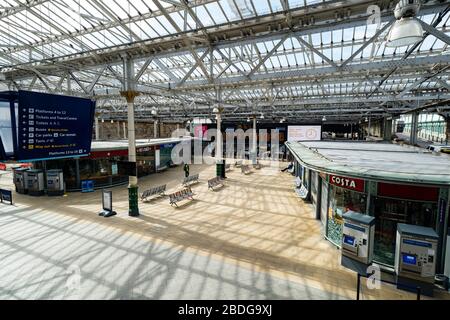 Edinburgh, Schottland, Großbritannien. April 2020. Bilder aus Edinburgh während des anhaltenden Coronavirus Sperrens. Abgebildet; Innere einer verlassenen Wohnung an der Waverley Station. Iain Masterton/Alamy Live News. Stockfoto