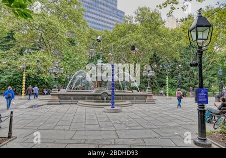 Jacob Wrey Mold Fountain im City Hall Park, New York Stockfoto