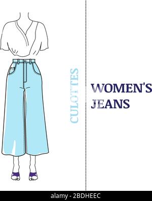 Jeans Im Kulotte-Stil Stock Vektor