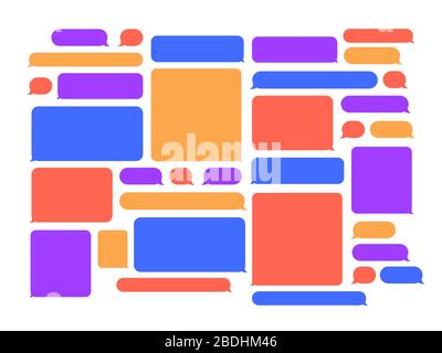 Sprechblasen im Chat. Smartphone Messenger Talk Bubble Frame, Chats Unterhaltung Reden Frames und Farbe Online-Gespräche Nachrichten Vektor-Set. Leer Stock Vektor