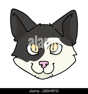 Niedlicher Cartoon japanische Bobtail Kätzchen Gesicht Vektor-Clipart. Stammbaum Kitty Rasse für Katzen-Liebhaber. Reinrassige Calico Hauskatze für Haustierzimmer Stock Vektor