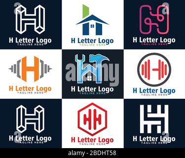 Kreatives Design mit H-Logo. Buchstabe H im Vektor für Immobilien-, Immobilien- und Baulogo-Design für Unternehmensunterzeichnung. Stock Vektor