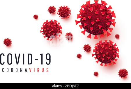 Horizontales Design Vorlage viraler Hintergrund mit Zellerkrankungen isoliert auf weißem Hintergrund. Coronavirus, Kovid19-Konzept Stock Vektor