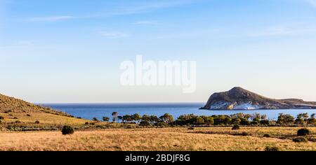 Strandlandschaft Monsul. San Jose. Naturpark von Cabo de Gata. Spanien. Stockfoto