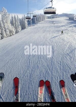 Skifahren in Szczyrk Stockfoto