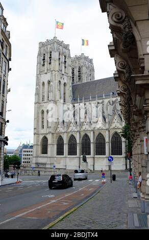Kathedrale St. Michael und St. Gudula im Stadtzentrum von Brüssel.Belgien Stockfoto