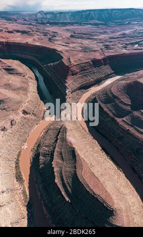 Luftaufnahmen der Goosenecks im San Juan River Stockfoto