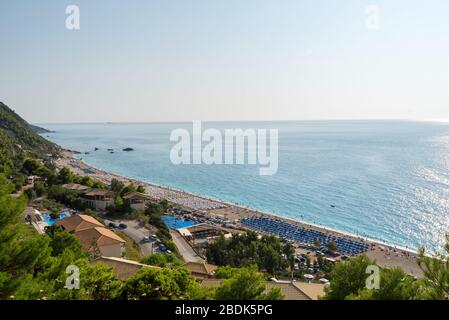 Kathisma Beach, Insel Lefkada, Griechenland. Kathisma Beach ist einer der besten Strände auf Lefkada Insel im Ionischen Meer Stockfoto